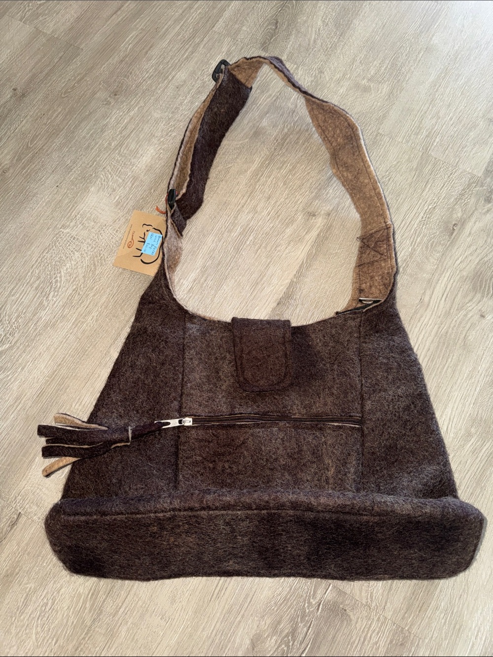 Brown Wool Shoulder Bag